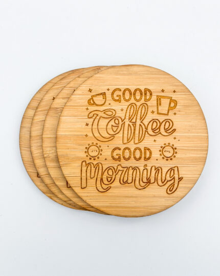 Good Coffee Good Morning coasters - round 4