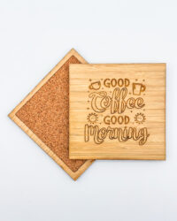 Good Coffee Good Morning coasters - sqaure front and back