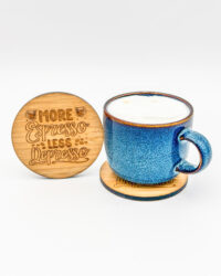 More Espresso Less Depresso coasters - round with mug