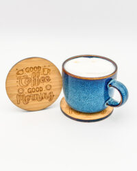 Good Coffee Good Morning coasters - round with mug