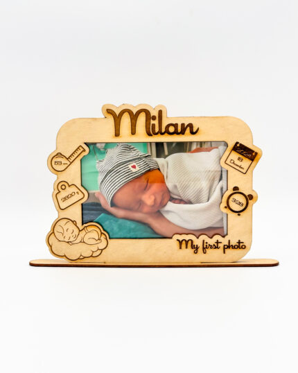 Baby Photo Frame with Birth Details Front with Photo