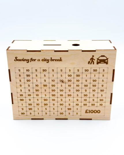 £1000 saving challenge money box - front