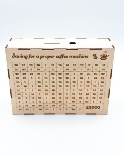 £2000 saving challenge money box - front